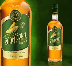 Thiết kế bao bì nhãn rượu Rhum Corn